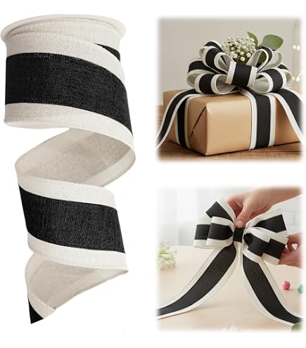 Amazon.com: Black and White Houndstooth Wired Craft Ribbon 2.5